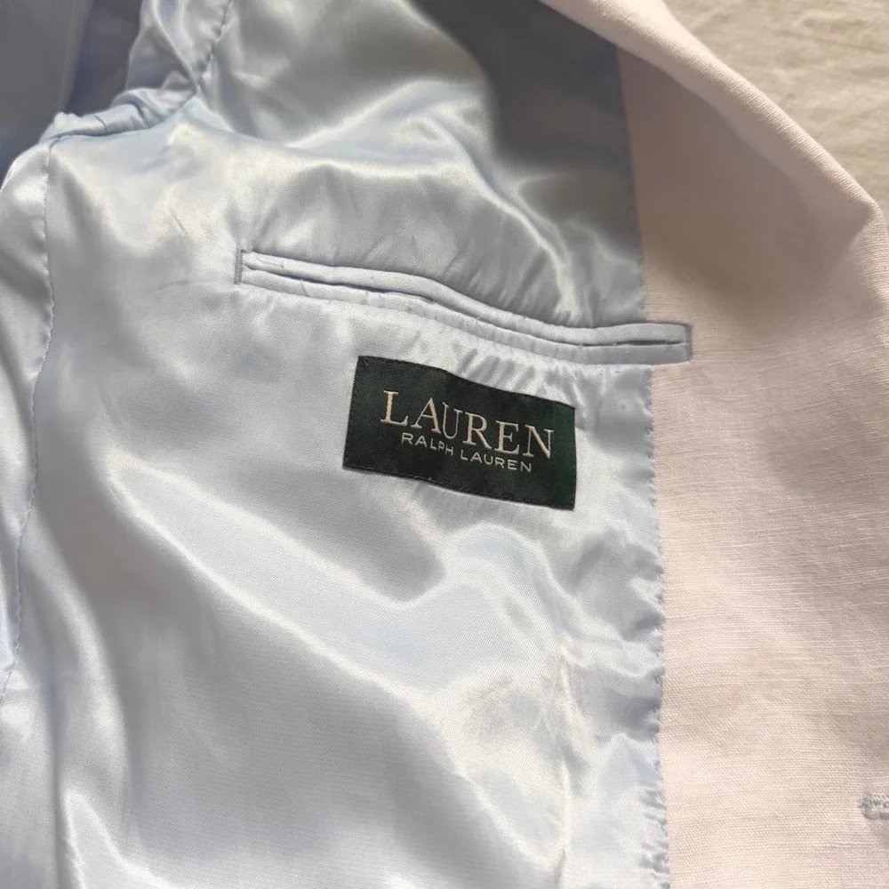 Lauren Ralph Lauren Light Blue Linen Blazer Sport Coat Jacket 48L